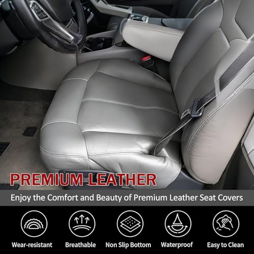 NLQR 922/122 Pewter Gray Driver & Passenger Bottom & Top Lean Back Replacement Seat Covers & Driver Side Foam Cushion & Armrest Covers fit for Chevy Silverado Tahoe Suburban GMC Sierra 1999-2002 - Image 2