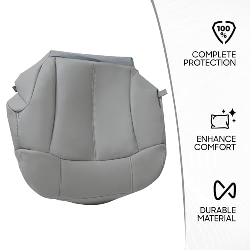NLQR 922/122 Pewter Gray Driver & Passenger Bottom & Top Lean Back Replacement Seat Covers & Driver Side Foam Cushion & Armrest Covers fit for Chevy Silverado Tahoe Suburban GMC Sierra 1999-2002 - Image 5