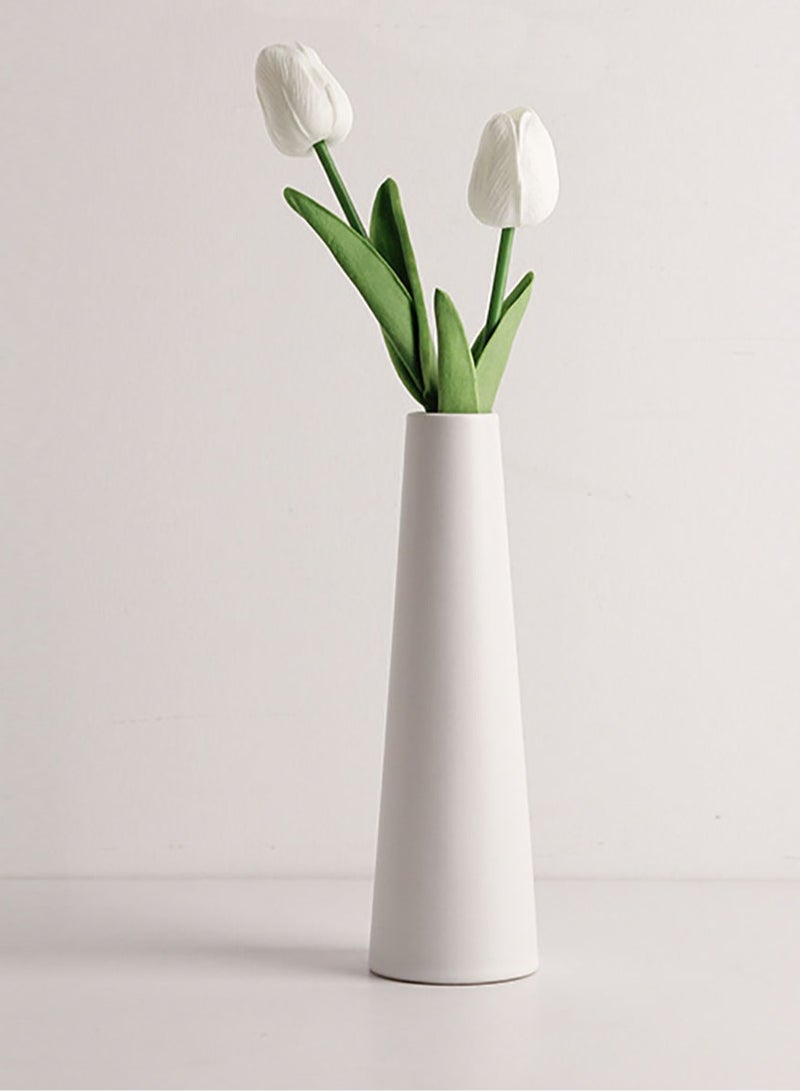 Captaintech White Straight Vases, Ceramic Vases, Modern Ornaments, Desktop Flower Arrangements, Home Decorations - Image 4