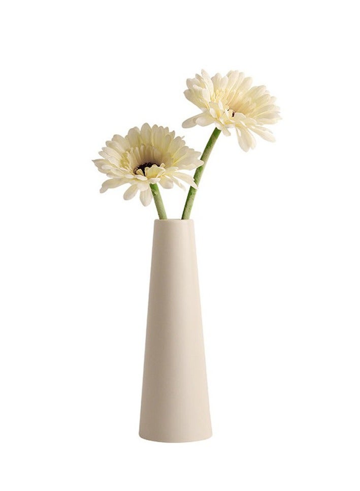 Captaintech White Straight Vases, Ceramic Vases, Modern Ornaments, Desktop Flower Arrangements, Home Decorations - Image 1