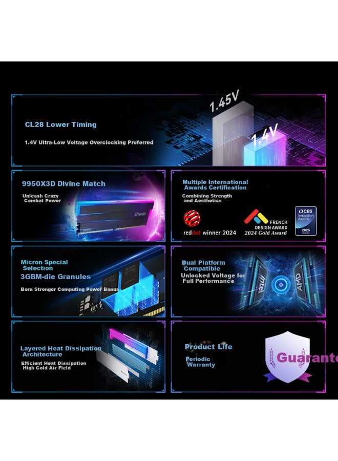 Biwin 48gb Kit Ddr5 6000mhz Desktop Memory Module Shikong Xingzhe Dw100 Dazzling Rgb Light Bar White Ai Pc Computer Accessory - Image 1
