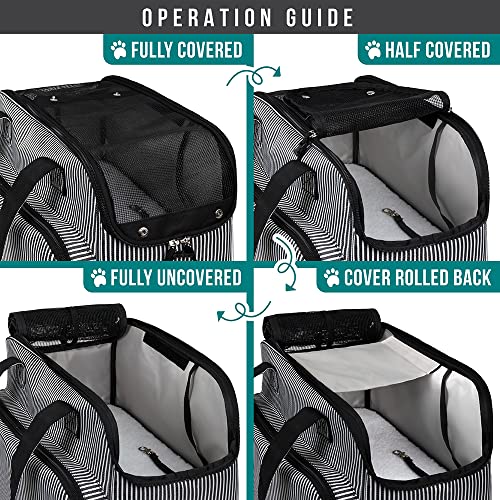 PetAmi Small Dog Purse Carrier, Soft-Sided Pet Carrier Bag with Pockets, Portable Puppy Cat Travel Handbag Tote, Airline Approved Breathable Mesh, Poop Bag Dispenser, Max 18 lbs, Stripe Black - Image 5