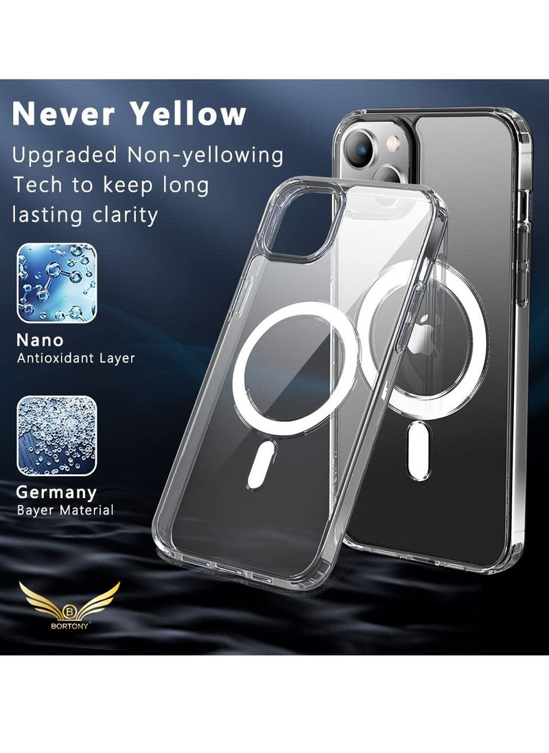 BORTONY - iPhone 14 Plus Clear Magnetic Case with Built in Magnets Compatible with MagSafe Crystal Clear Slim TPU Hard Back Cover for Apple iPhone 14 Plus 6.7 inch 2022 Released (Clear) - Image 1