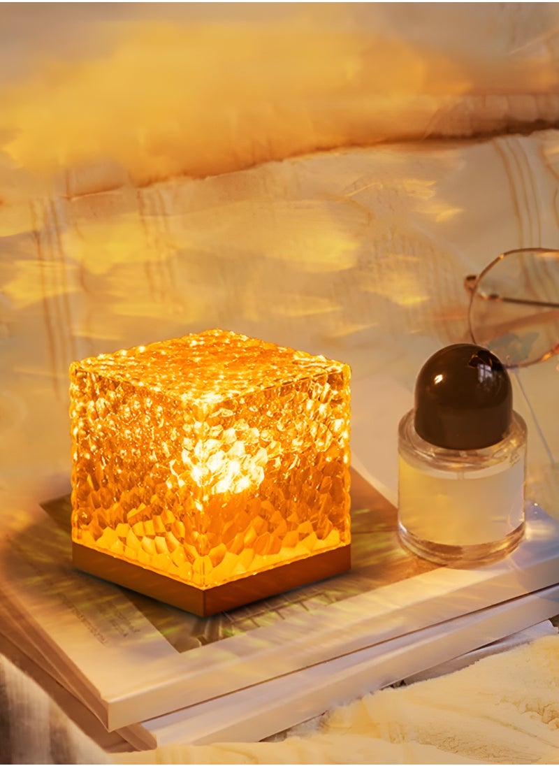 Toshionics Crystal Table Lamp Night Light Decorative Lamp Crystal Projection Lamp Mood Lighting for Cozy Atmosphere Ideal for Bedroom Living Room or Any Relaxation Space Home Décor Lamp 16 Colors Cube LED Lamp with USB Charging Wire and Remote Control RGB Color Changing Dimmable Night Light Lamp Decorative Lighting for Home Party Wedding and Any Occasions  - Image 1