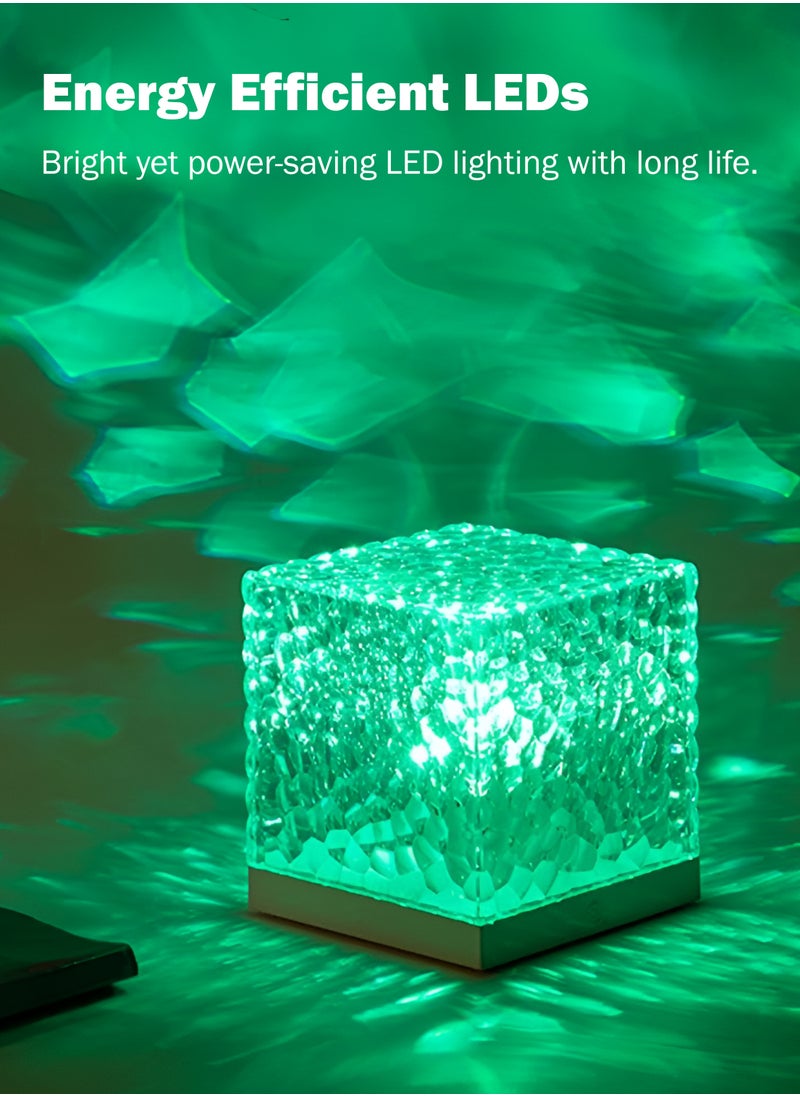 Toshionics Crystal Table Lamp Night Light Decorative Lamp Crystal Projection Lamp Mood Lighting for Cozy Atmosphere Ideal for Bedroom Living Room or Any Relaxation Space Home Décor Lamp 16 Colors Cube LED Lamp with USB Charging Wire and Remote Control RGB Color Changing Dimmable Night Light Lamp Decorative Lighting for Home Party Wedding and Any Occasions  - Image 4