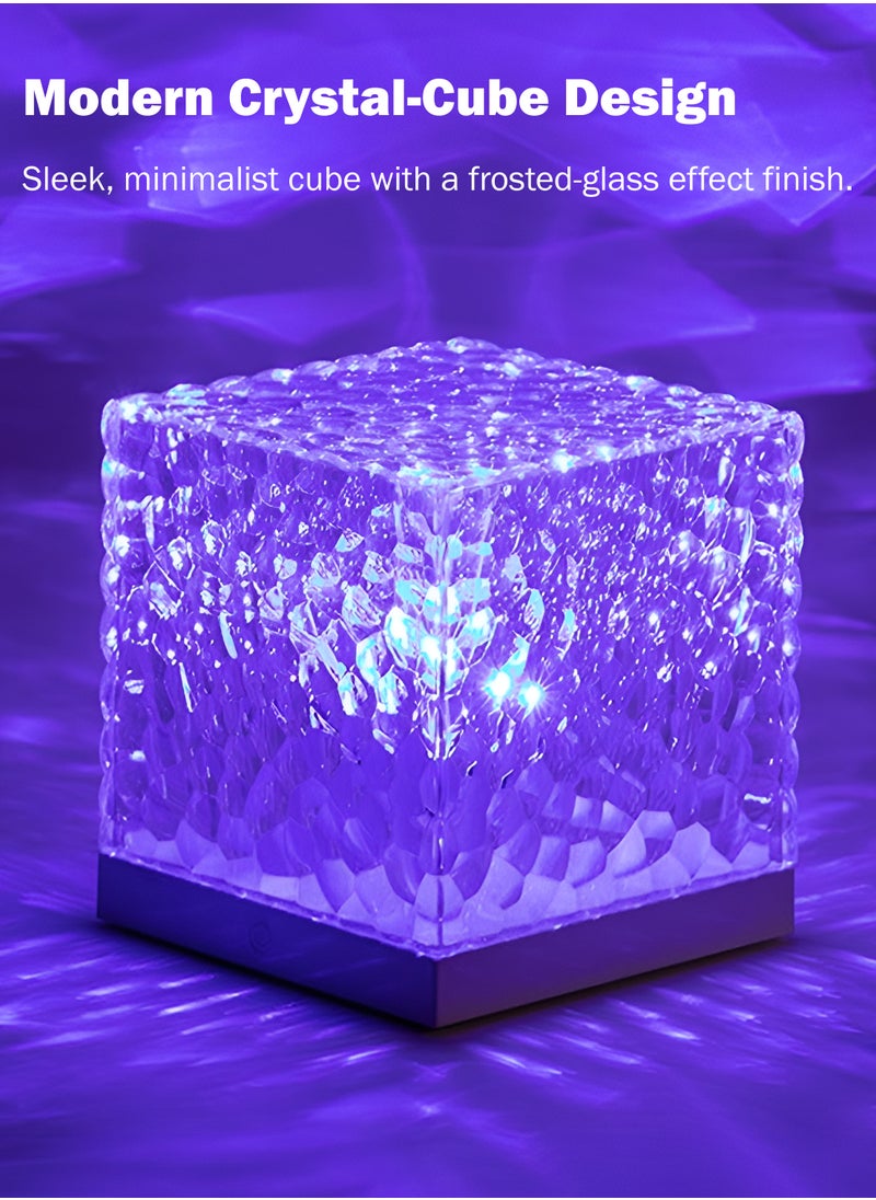 Toshionics Crystal Table Lamp Night Light Decorative Lamp Crystal Projection Lamp Mood Lighting for Cozy Atmosphere Ideal for Bedroom Living Room or Any Relaxation Space Home Décor Lamp 16 Colors Cube LED Lamp with USB Charging Wire and Remote Control RGB Color Changing Dimmable Night Light Lamp Decorative Lighting for Home Party Wedding and Any Occasions  - Image 2