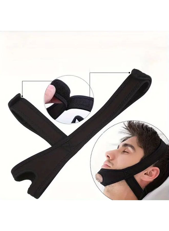 Black Adjustable Anti Snoring Chin Strap for Sleep Apnea Relief - Image 4