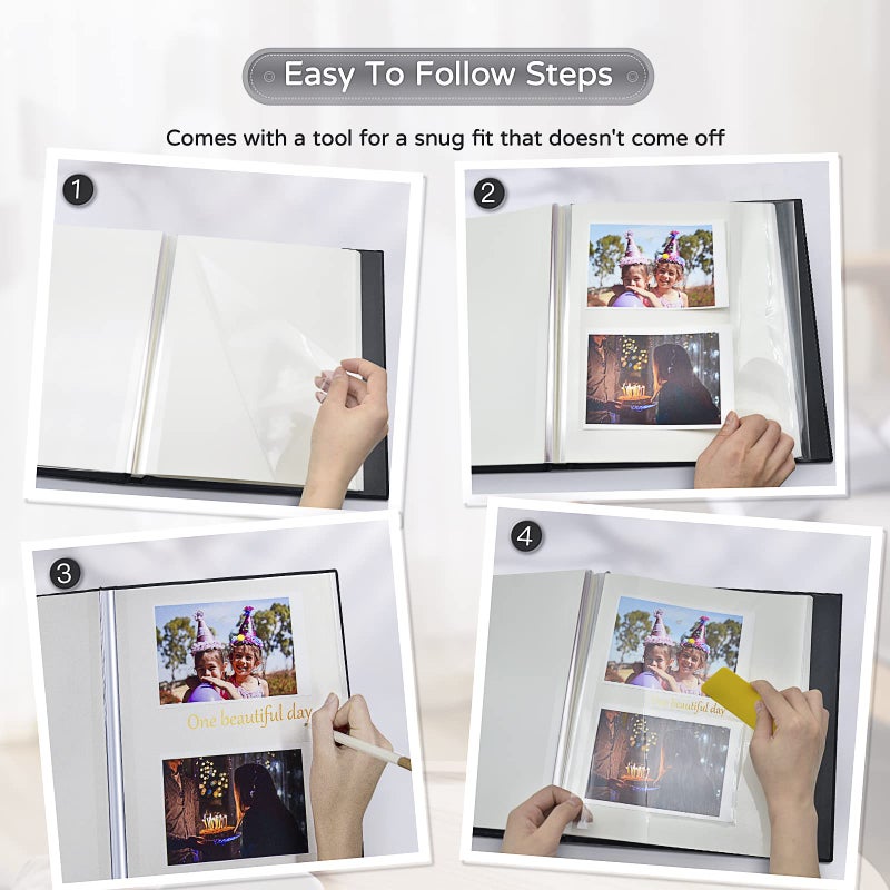Popotop Large Photo Album Self Adhesive 4x6 5x7 8x10 Scrapbook Album DIY Picture Book Gifts for Mom Family Baby and Wedding with Metal Pen and Plastic Board - Image 4