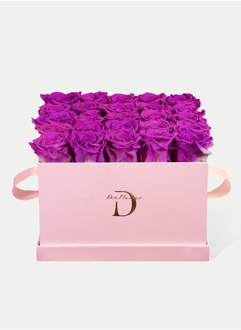 Dia FLOWER - Infinity Square Box, Purple 25 ROSES LARGE - Image 1