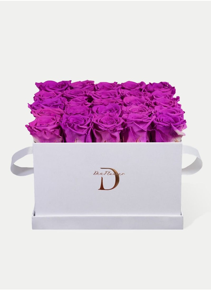 Dia FLOWER - Infinity Square Box, Purple 25 ROSES LARGE - Image 1