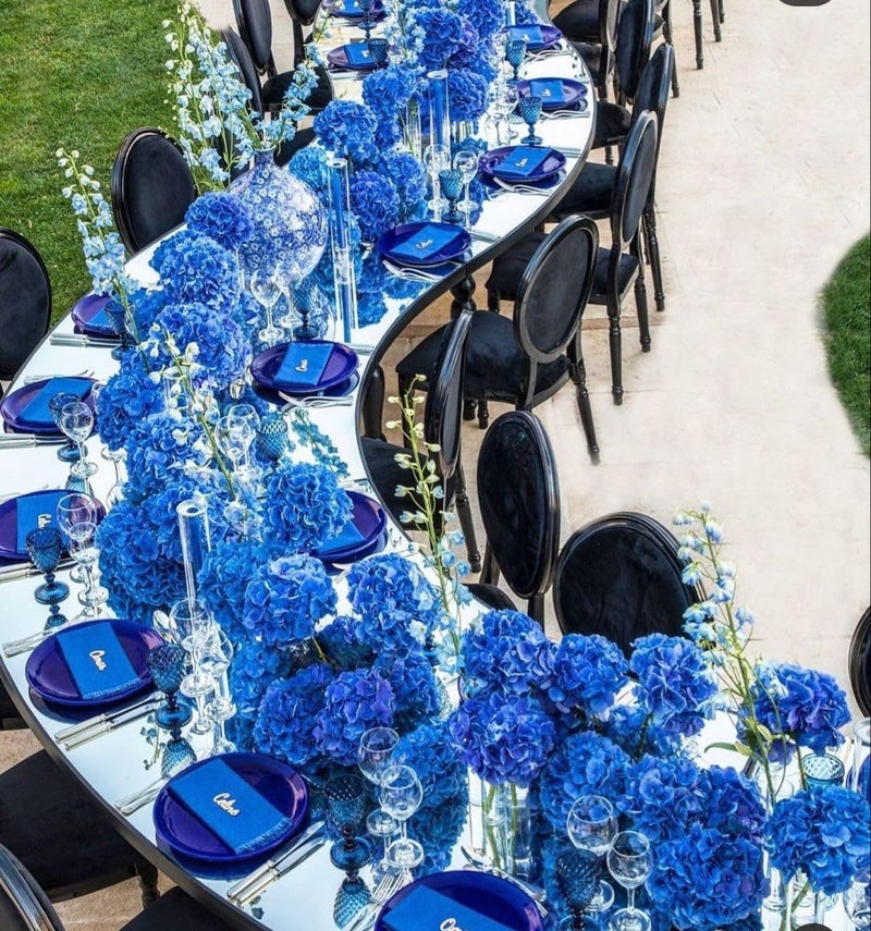 Coferset 5pcs Hydrangea Artificial Flowers Real Touch 20 inch Lifelike Hydrangea Flower for Home Wedding Office Party Living Room Decoration (Royal Blue) - Image 5