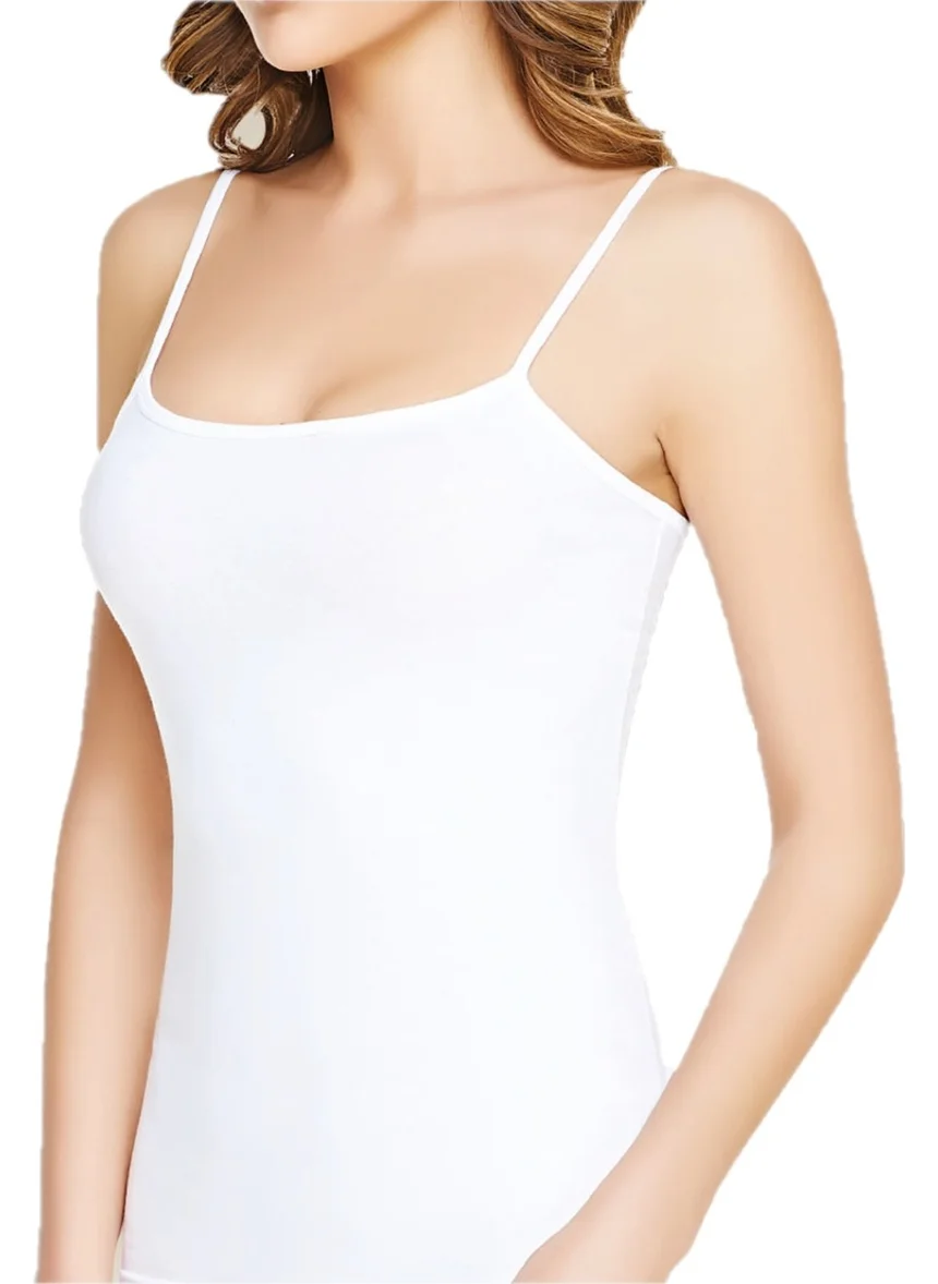 توتكو Women's Ribbed White Undershirt with Rope Straps, Pack of 6