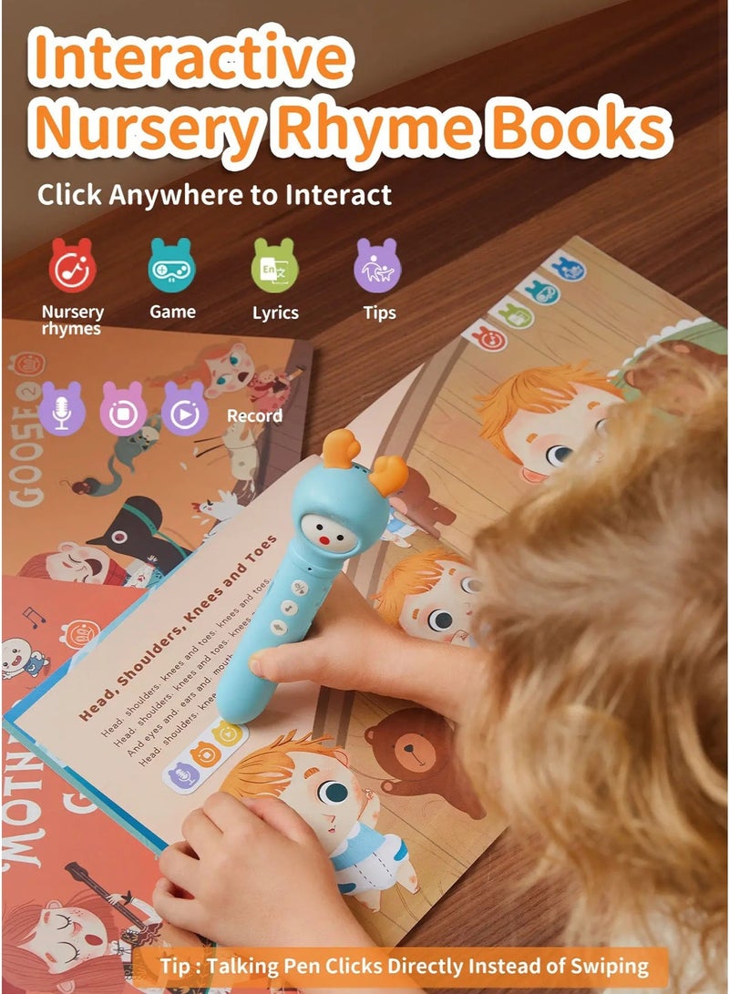 alilo Interactive Reading Pen Set for Kids 3-6 Years Smart Talking Flash Cards Educational Learning Toy with Reading Pen 3 Mother Goose Nursery Rhyme Books 100 Flash Cards 540 Recording Stickers Alphabet Piano Card Stories Lullabies Music Sound Effects Rechargeable Type-C Early English Learning Gift - Image 5