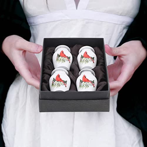 BOLD & DIVINE Small Cardinal Bird Keepsake Urns |for Human Ashes |Handcrafted | Mini Urn Set of 4 with Premium Box & Funnel - Image 2