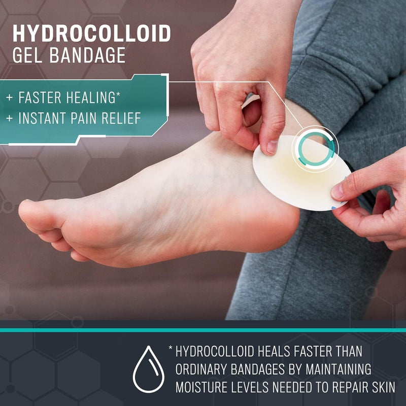 LotFancy Hydrocolloid Bandages 12 Blister Pads and 12 Acne Patches Heel Blister Prevention Protection  Healing Waterproof Seal Gel Blister Cushions for Feet Toe Sterile - Image 3
