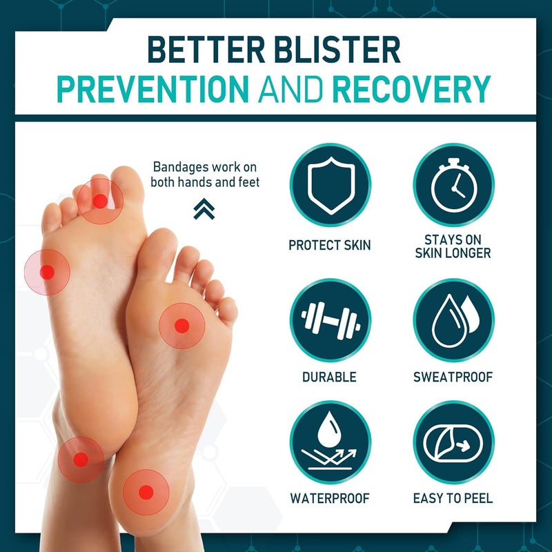 LotFancy Hydrocolloid Bandages 12 Blister Pads and 12 Acne Patches Heel Blister Prevention Protection  Healing Waterproof Seal Gel Blister Cushions for Feet Toe Sterile - Image 4