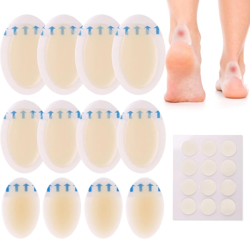 LotFancy Hydrocolloid Bandages 12 Blister Pads and 12 Acne Patches Heel Blister Prevention Protection  Healing Waterproof Seal Gel Blister Cushions for Feet Toe Sterile - Image 1