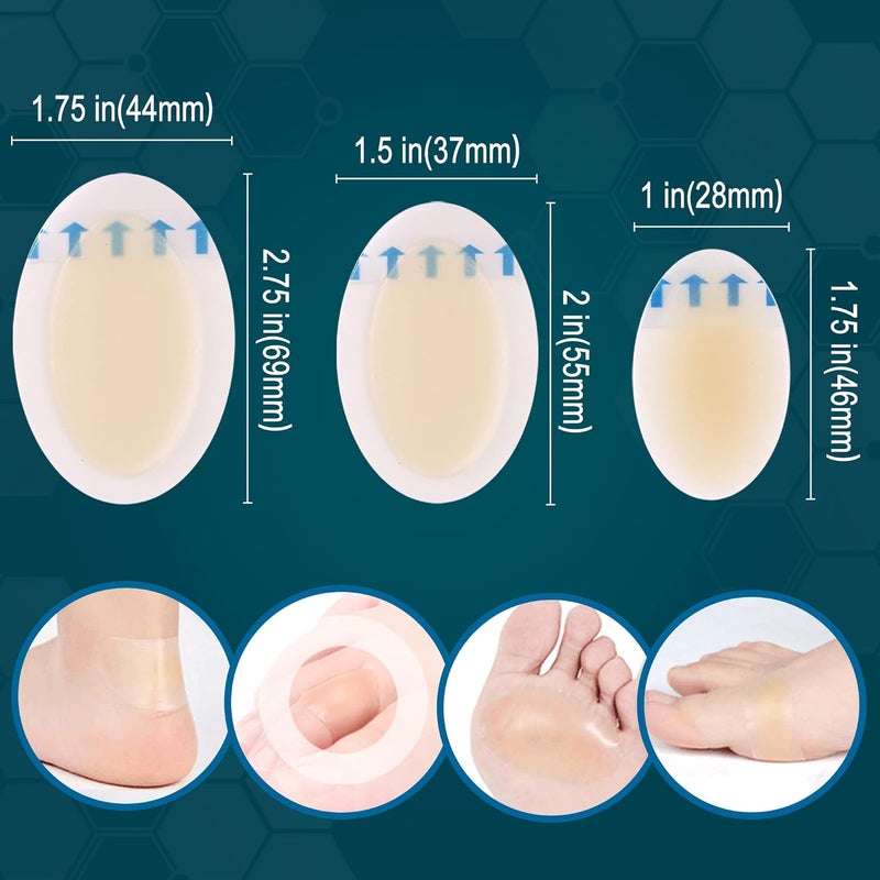 LotFancy Hydrocolloid Bandages 12 Blister Pads and 12 Acne Patches Heel Blister Prevention Protection  Healing Waterproof Seal Gel Blister Cushions for Feet Toe Sterile - Image 2