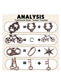 SYOSI 9 Pcs Metal Puzzles, Steel Brain Teaser Puzzles, for Adults 3D Metal Puzzle for Adults Unlock Interlocking Puzzle, Adult Mind Puzzle Game,s IQ Education Puzzle Toys Smart Toy (Exquisite Style)  - Image 2