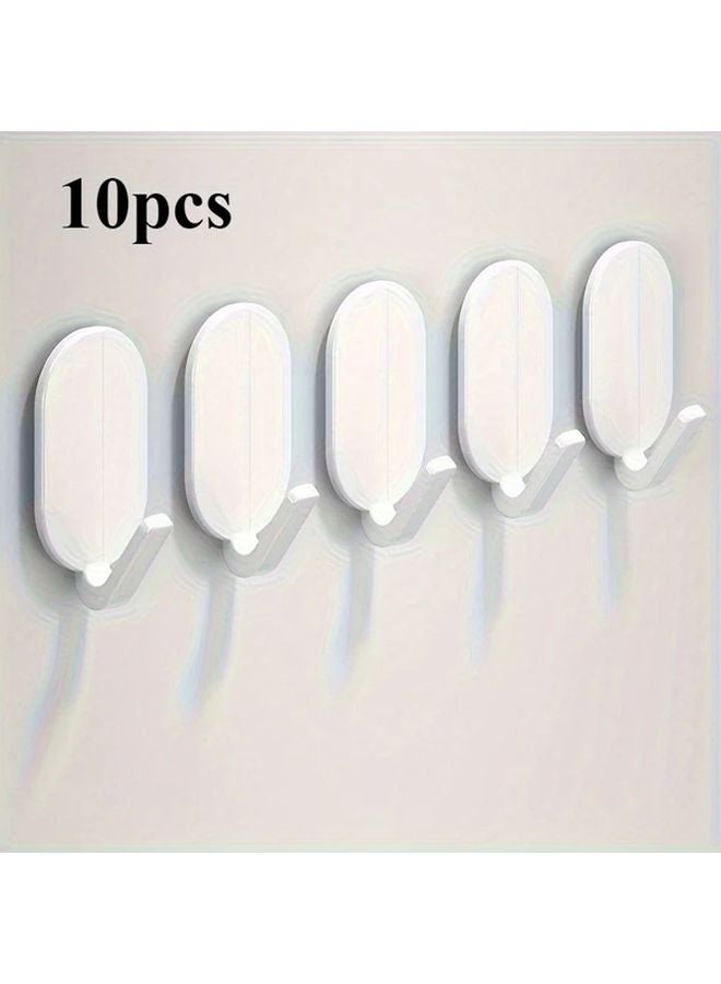 10 قطع من الخطافات اللاصقة البيضاء الثقيلة مقاومة للماء تثبيت بدون تلف أو ضرر للحمام والمطبخ - Image 1