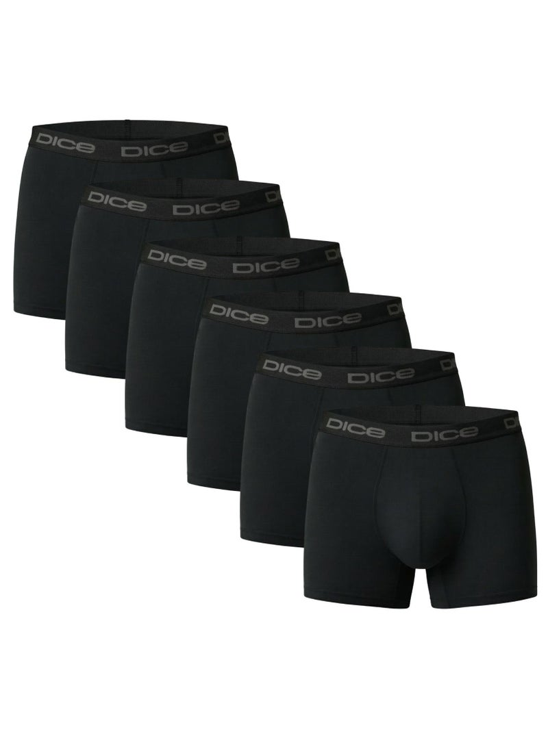 Dice Pack of 6 Pro Black Color Cotton Boxer Underwear for Men - Image 1