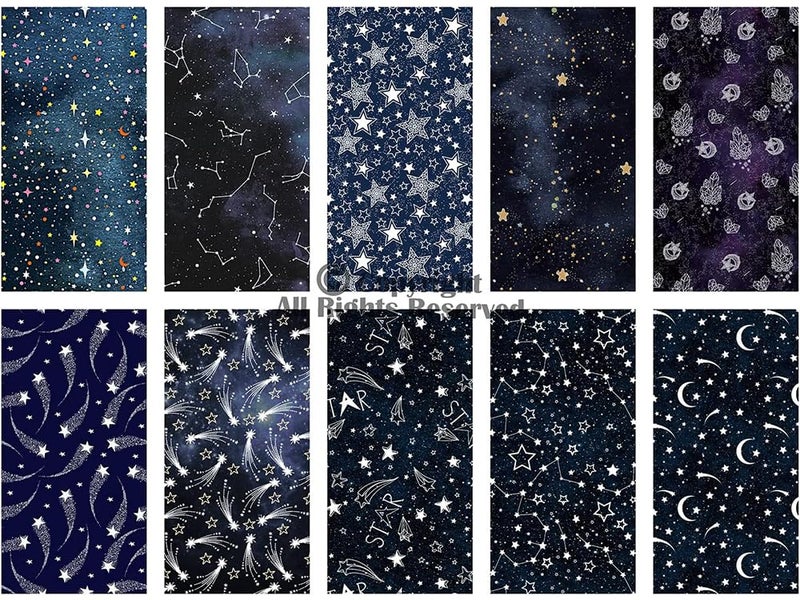 Craftido -25 Options- 100% Cotton Quilting Fabric Bundles 10pcs Fat Quarters 18â€x21â€-Medium Weight 5.2 oz- Soft Cotton for Quilting, Sewing Project, Patchwork, DIY Crafts â€“ Starry Sky - Image 2