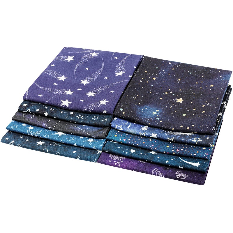 Craftido -25 Options- 100% Cotton Quilting Fabric Bundles 10pcs Fat Quarters 18â€x21â€-Medium Weight 5.2 oz- Soft Cotton for Quilting, Sewing Project, Patchwork, DIY Crafts â€“ Starry Sky - Image 3