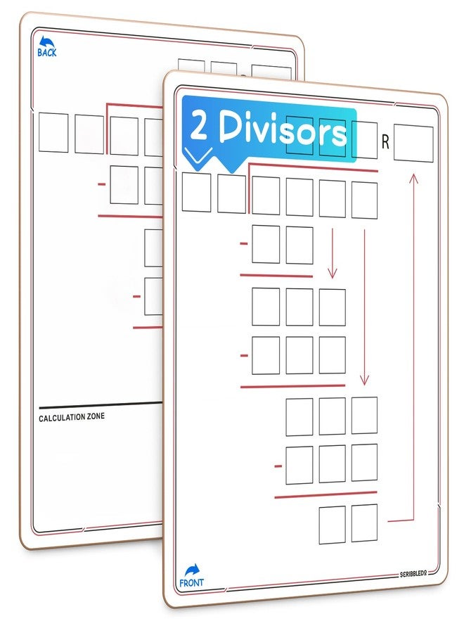 Scribbledo SCRIBBLDO 11”x14” Double-Sided Division Dry Erase Board Math Practice Whiteboard with Boxed Layout 2-Digit Divisors Reusable Learning Tool for Teachers Classrooms Homeschool & Special Education - Image 1