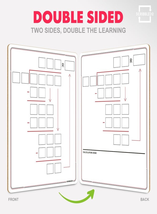 Scribbledo SCRIBBLDO 11”x14” Double-Sided Division Dry Erase Board Math Practice Whiteboard with Boxed Layout 2-Digit Divisors Reusable Learning Tool for Teachers Classrooms Homeschool & Special Education - Image 5