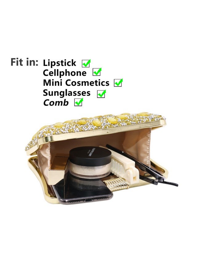 Milisente Clutch Purses For Women Crystal Clutches Evening Bags Gemstone Clutch Purse For Wedding Formal(Floral Gold) - Image 4