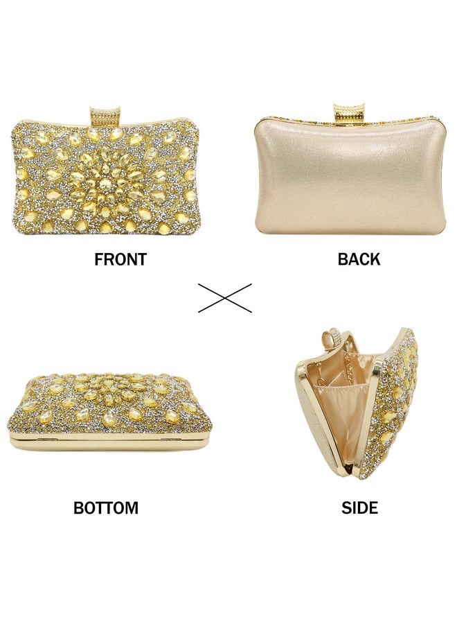Milisente Clutch Purses For Women Crystal Clutches Evening Bags Gemstone Clutch Purse For Wedding Formal(Floral Gold) - Image 2