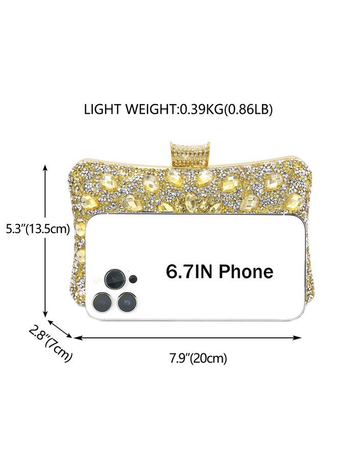 Milisente Clutch Purses For Women Crystal Clutches Evening Bags Gemstone Clutch Purse For Wedding Formal(Floral Gold) - Image 1