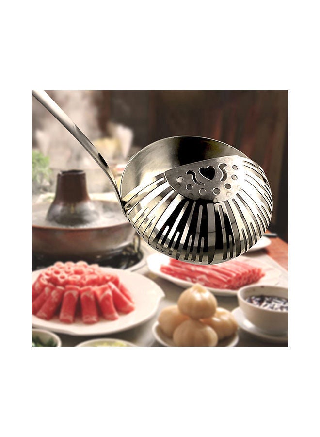 NIBEMINENT 2 In 1 Soup Ladle Hot Pot Skimmer Colander Strainer Silver 33x9x9centimeter - Image 2