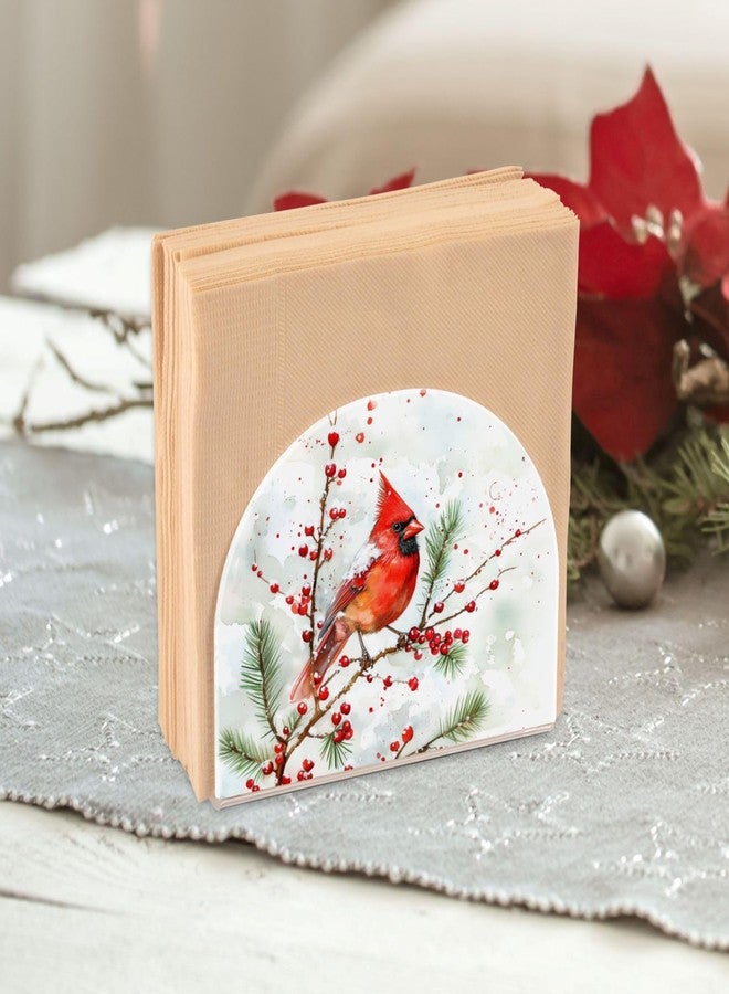 Fustylead Christmas Bird Napkin Holder for Table Acrylic Vertical Napkin Holders for Paper Napkins Winter Red Birds Pine Berries Napkin Dispenser for Home Party Dining Cocktail Kitchen Accessories - Image 2
