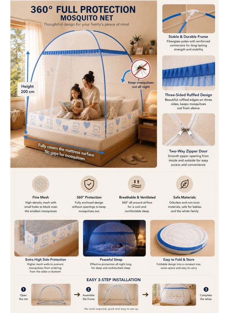 OHTEX HOME خيمة شبكة البعوض المحمولة ، قوس معزز بالأسلاك الصلبية ، البعوض قابلة - Image 2