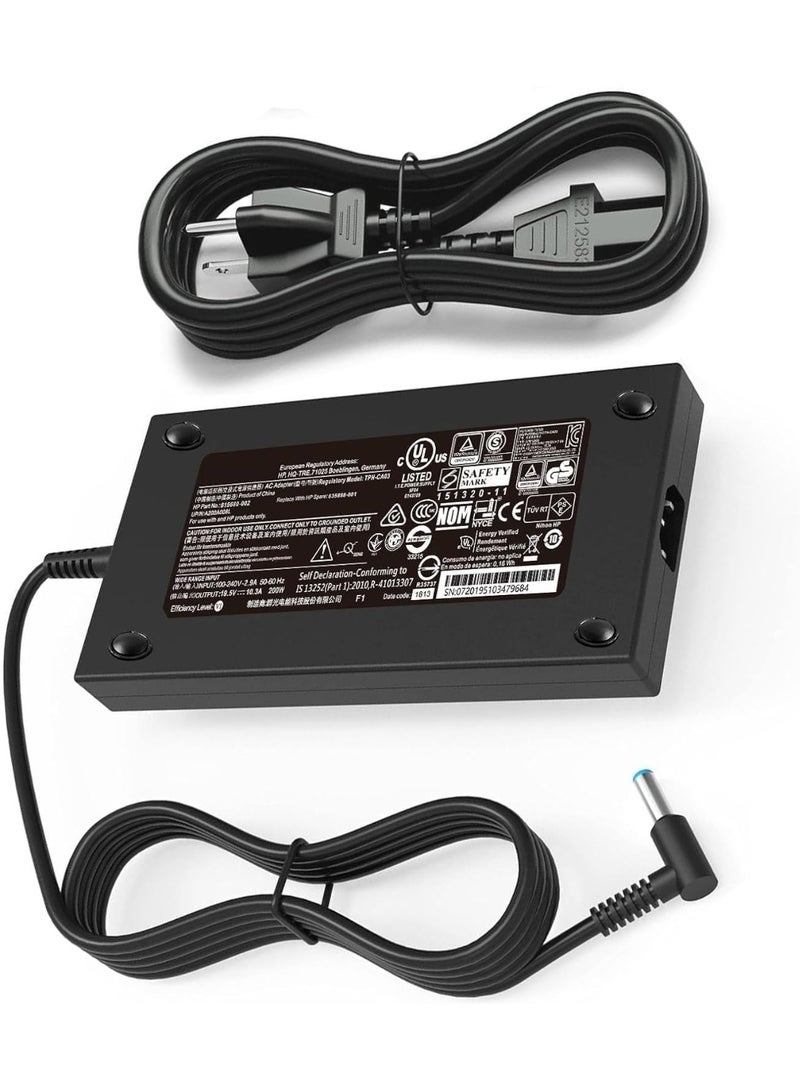 Zexen Replace 200W Charger fit for/HP OMEN Pavilion Gaming 15 17 Envy 15 OMEN 15 15t 17 17t TPN-DA10 19.5V 10.3A Laptop Adapter, Connector Size:4.5x3.0 mm Blue tip - Image 1