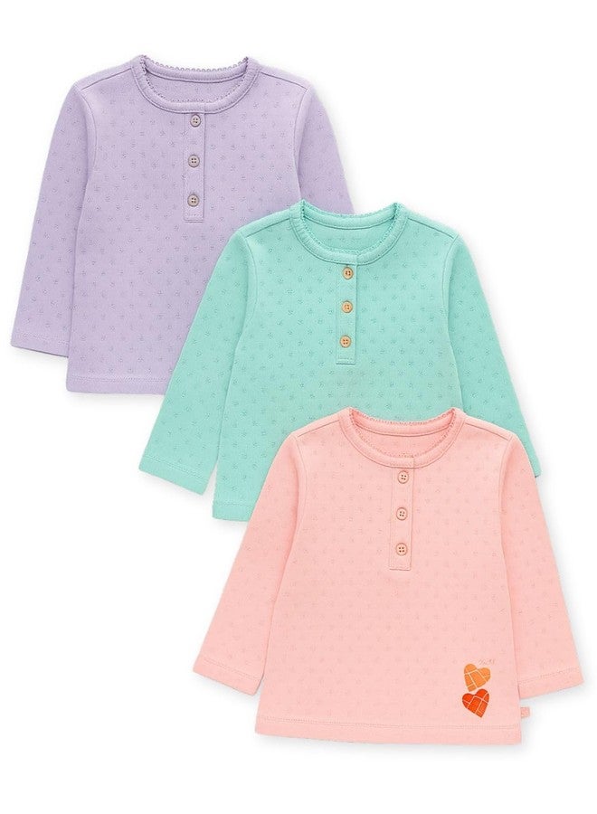 TuddyBuddy Baby Girl's Top (Peach, Purple & Teal_3-6 Months) - Image 1