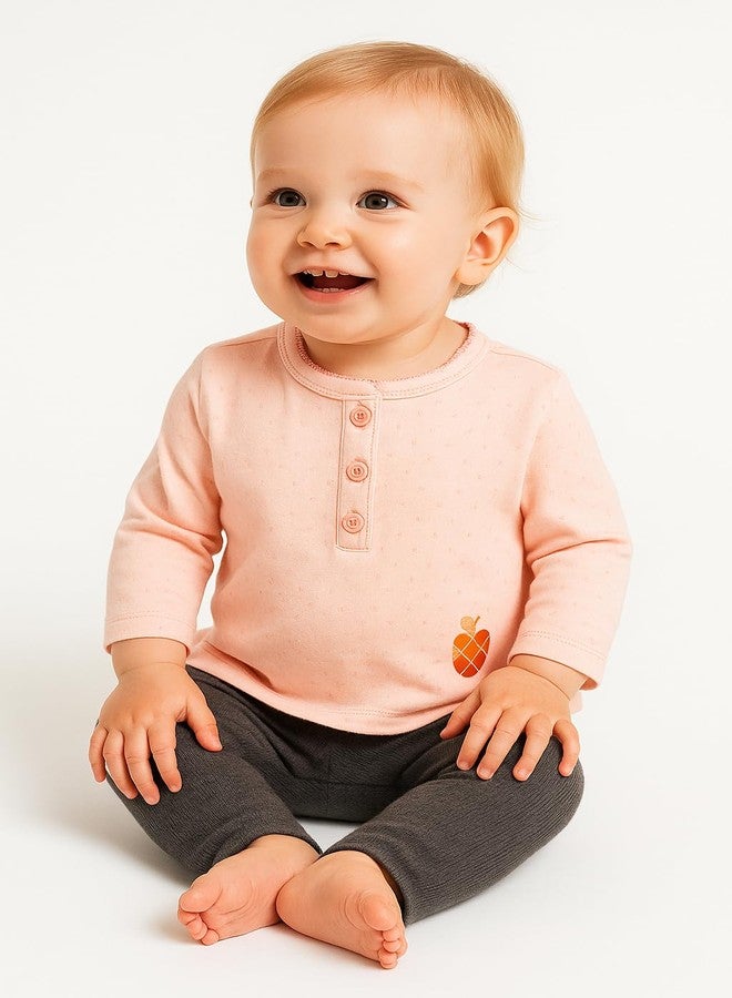 TuddyBuddy Baby Girl's Top (Peach, Purple & Teal_3-6 Months) - Image 4