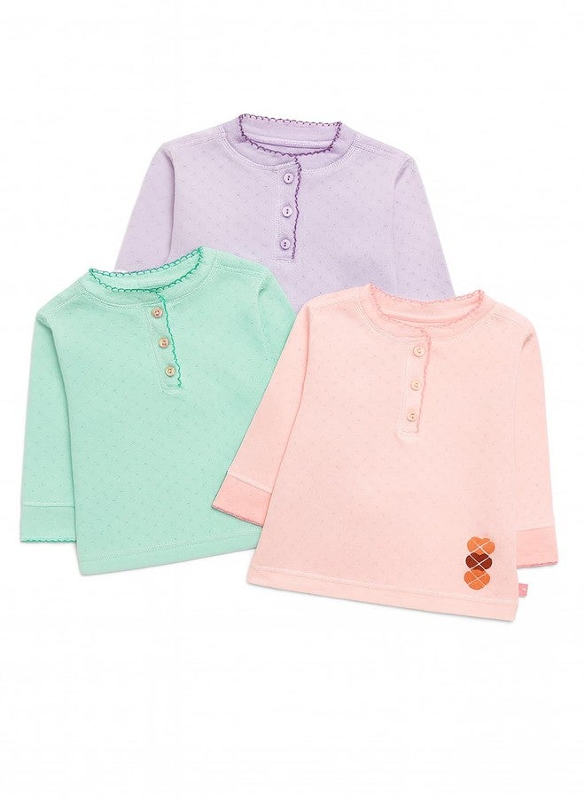 TuddyBuddy Baby Girl's Top (Peach, Purple & Teal_3-6 Months) - Image 2