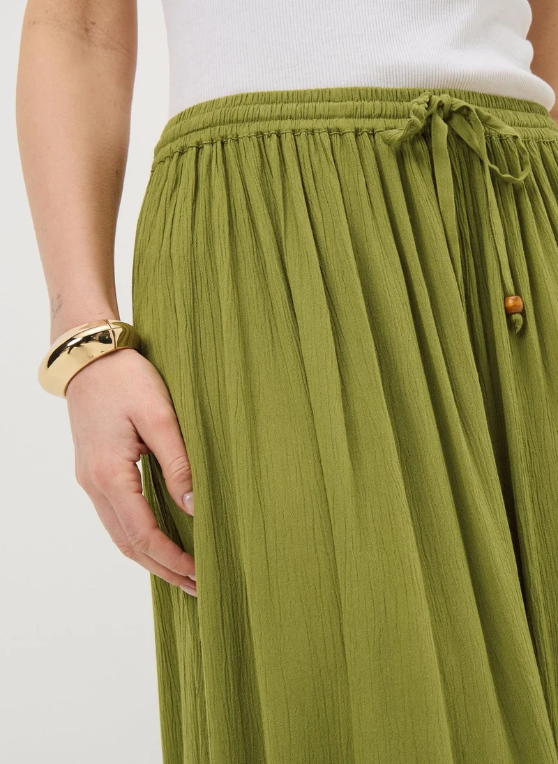 ماتلان Khaki Cheesecloth Maxi Skirt