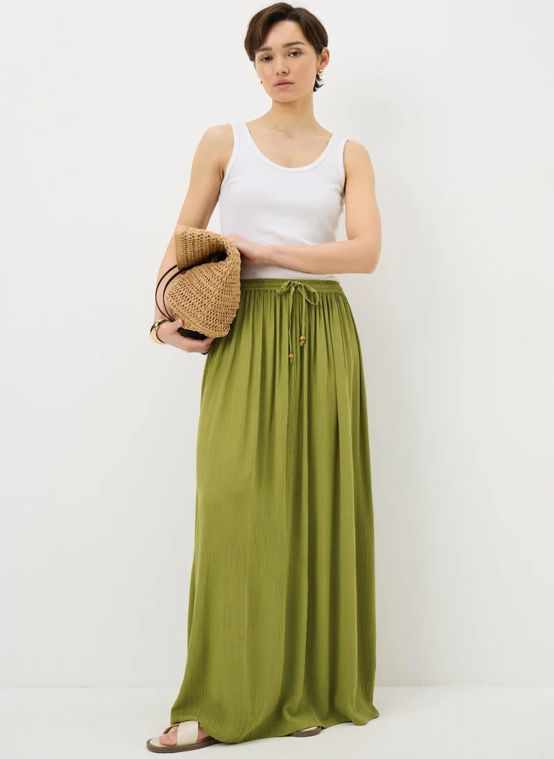 ماتلان Khaki Cheesecloth Maxi Skirt