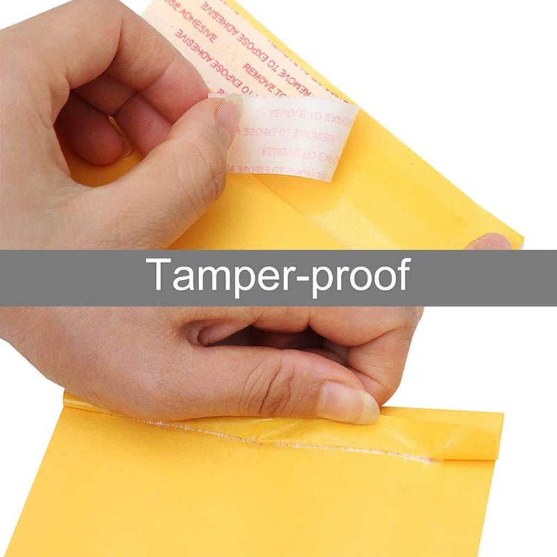 packbabol Kraft Bubble Mailers 4x8 Inch 100 Pcs,Small Self-Sealing Mail Shipping Bags,Yellow Padded Envelopes #000 - Image 3