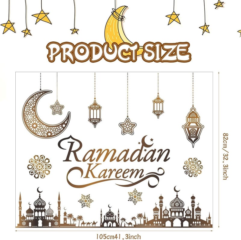 اي ار اس ملصقات زينة رمضان من ARS، ملصقات عيد مبارك كريم، ديكور جداري إسلامي، زينة حفلات رمضانية باللغة العربية، مستلزمات تزيين جدران غرف المعيشة وغرف النوم والمرايا والنوافذ - Image 3