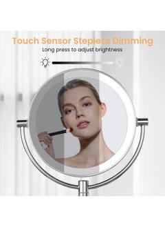 KEDSUM Wall Mounted Makeup Mirror 1X /10X Magnifying Mirror 8 Doublesided Magnifying Makeup Mirror With Dimmable 3 Color Extendable Bathroom Makeup Mirror With Wall Mount Chrome  - Image 3