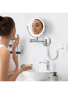 KEDSUM Wall Mounted Makeup Mirror 1X /10X Magnifying Mirror 8 Doublesided Magnifying Makeup Mirror With Dimmable 3 Color Extendable Bathroom Makeup Mirror With Wall Mount Chrome  - Image 5