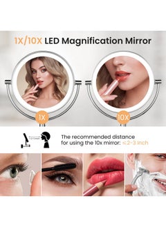 KEDSUM Wall Mounted Makeup Mirror 1X /10X Magnifying Mirror 8 Doublesided Magnifying Makeup Mirror With Dimmable 3 Color Extendable Bathroom Makeup Mirror With Wall Mount Chrome  - Image 4