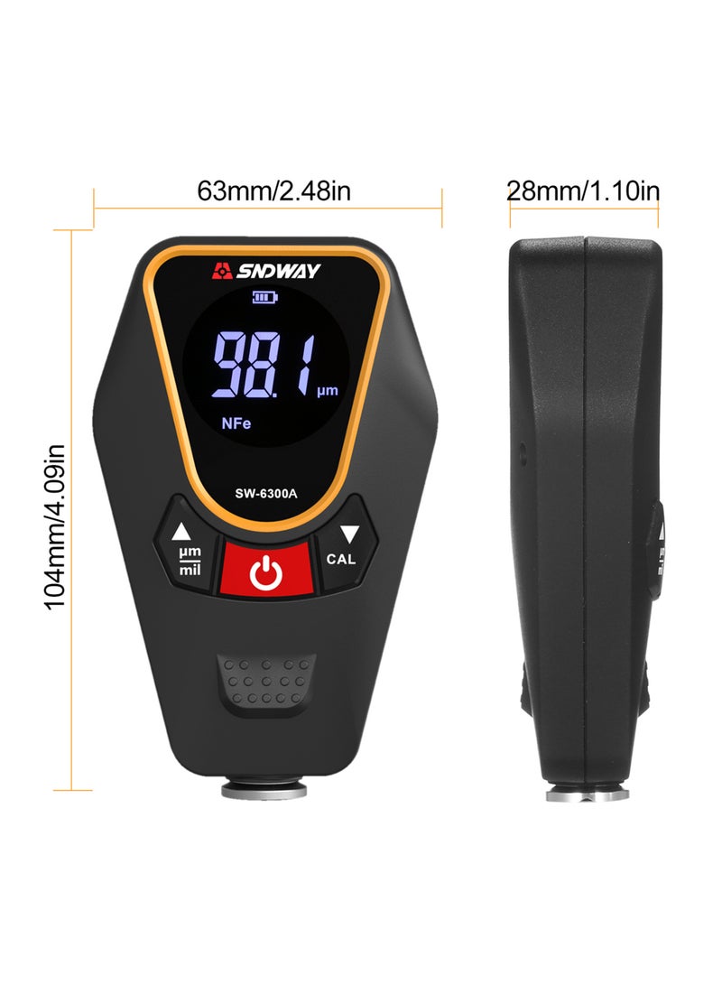 SNDWAY Paint Thickness Gauge for Cars, Coating Thickness Gauge Meter Handheld with Backlight LCD, Measuring Range 0~1200μm, Resolution 0.01μm, Fe/NFe Automatic Detection, µm/mils, Auto Off - Image 4