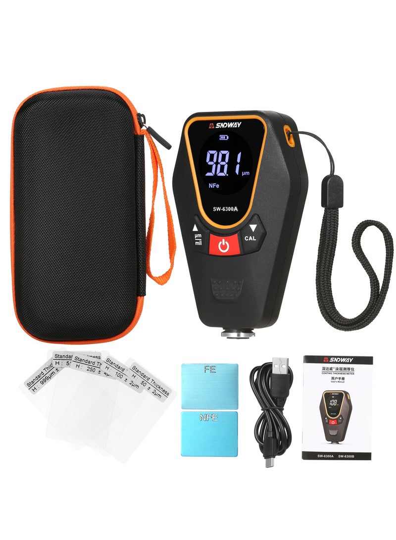 SNDWAY Paint Thickness Gauge for Cars, Coating Thickness Gauge Meter Handheld with Backlight LCD, Measuring Range 0~1200μm, Resolution 0.01μm, Fe/NFe Automatic Detection, µm/mils, Auto Off - Image 1