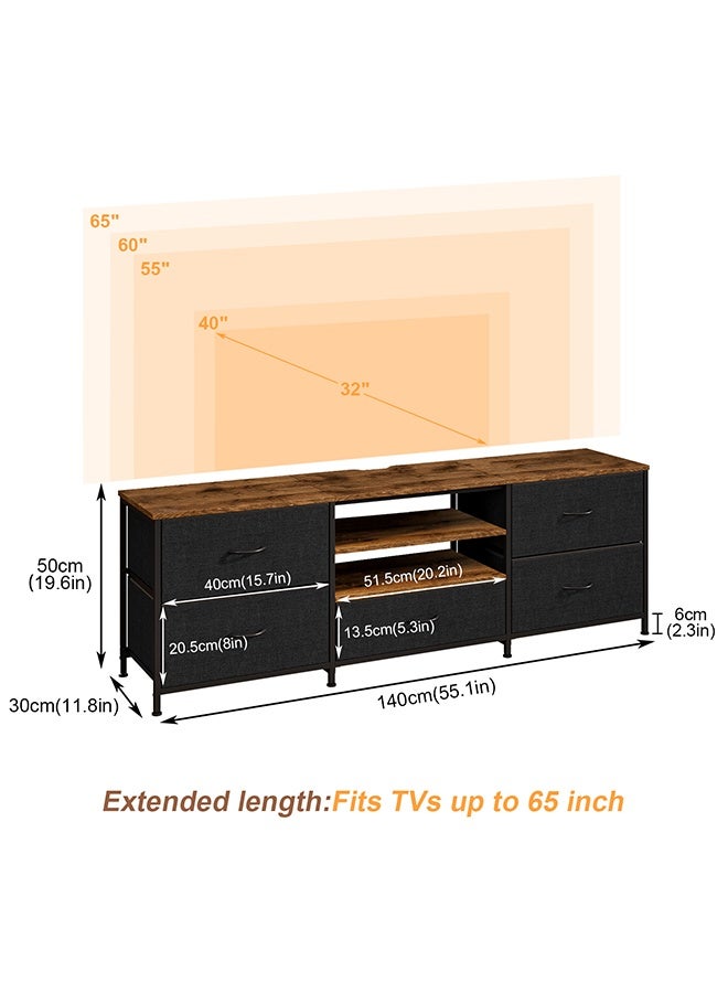Solerconm TV Stand with Drawers, 3 Tiers Wood TV Console Table, Television Stand for TV up to 65 inch, Entertainment Center with Storage&Open Shelves, TV Entertainment Stand Cabinet for Living Room  - Image 5