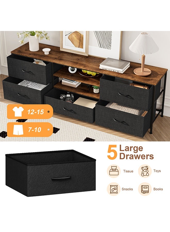 Solerconm TV Stand with Drawers, 3 Tiers Wood TV Console Table, Television Stand for TV up to 65 inch, Entertainment Center with Storage&Open Shelves, TV Entertainment Stand Cabinet for Living Room  - Image 4